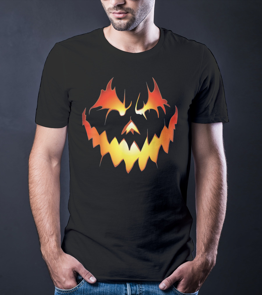 Halloween With Scary Jack O Lanter Fiery Face T-Shirt