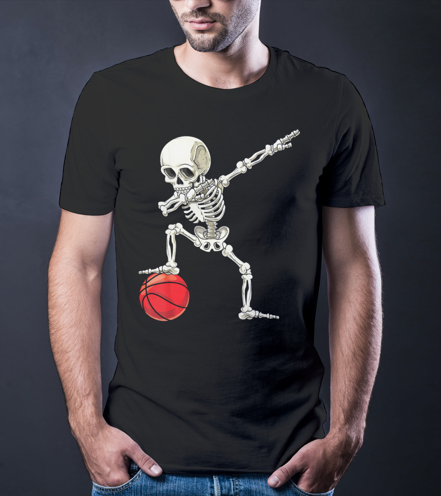Dab Skeleton Dabbing Basketball Skeleton Pose T-Shirt