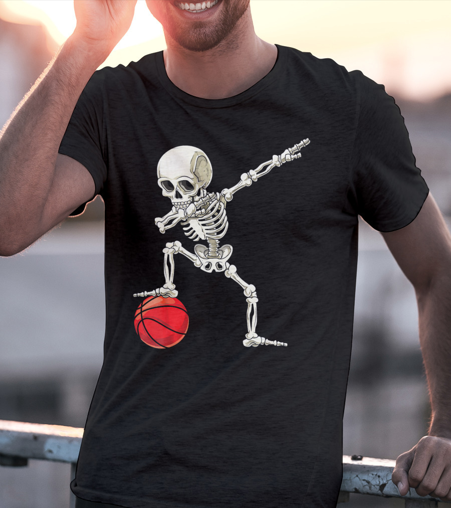 Dab Skeleton Dabbing Basketball Skeleton Pose T-Shirt