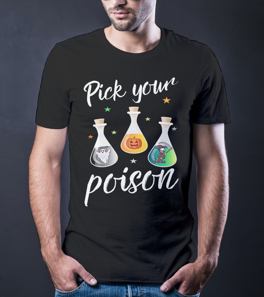 Pick Your Poison Ghost Pumpkin Grim Reaper Potions T-Shirt