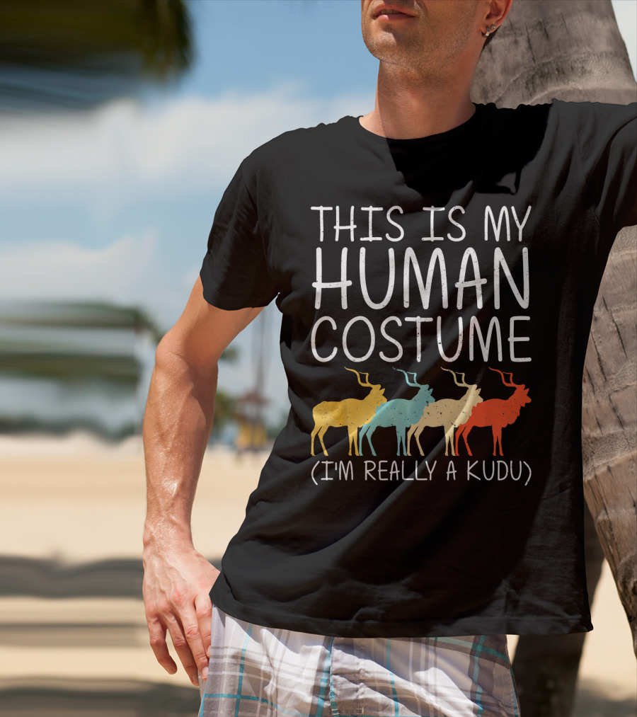 This Is My Human Costume I'm Really A Kudu Halloween Antelope T-Shirt