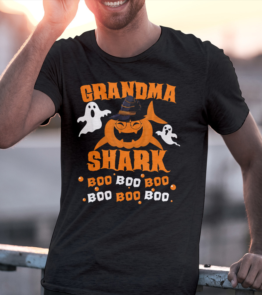 Grandma Shark Witch Boo Boo Boo Halloween Ghosts T-Shirt