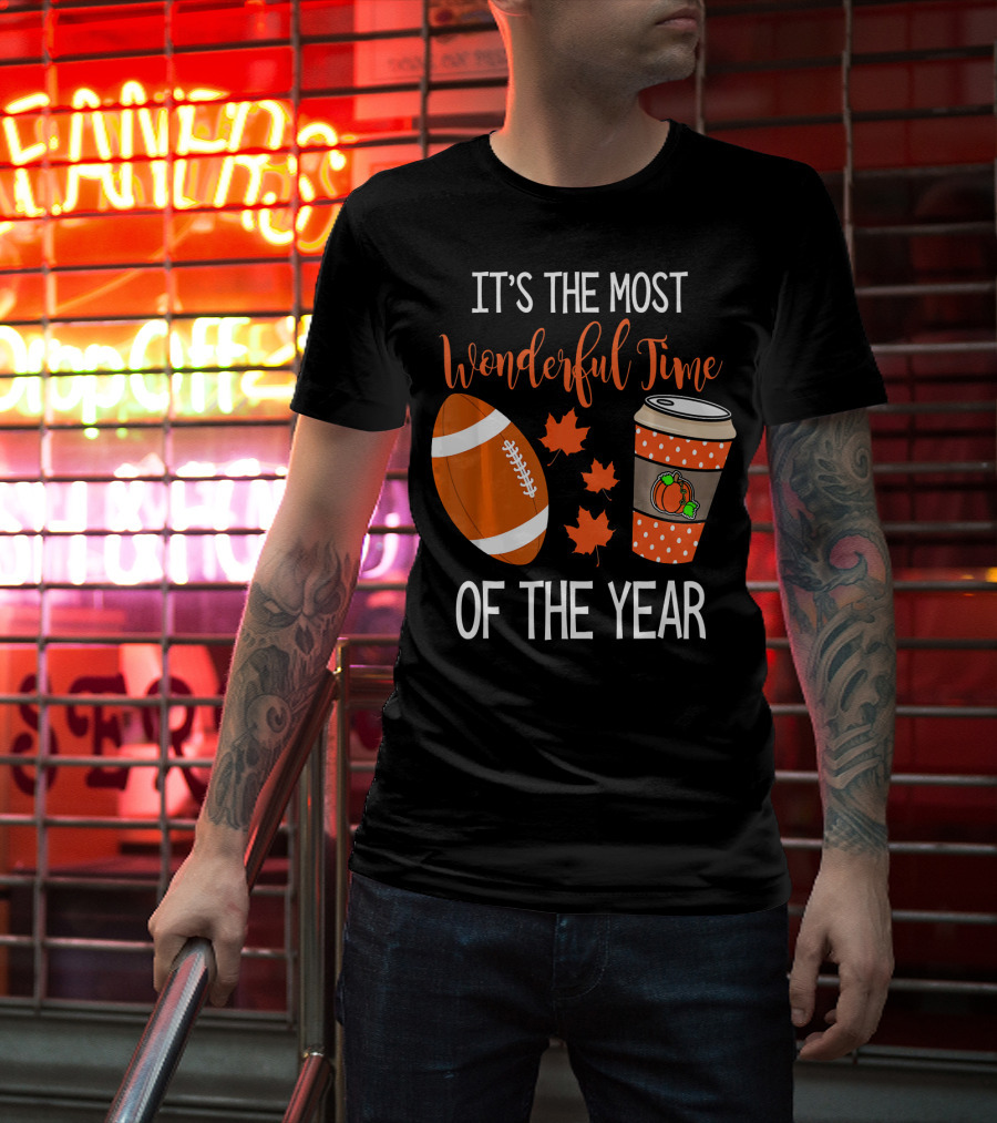 It's The Most Wonderful Time Of The Year Thanksgiving Halloween Pumpkin Football T-Shirt