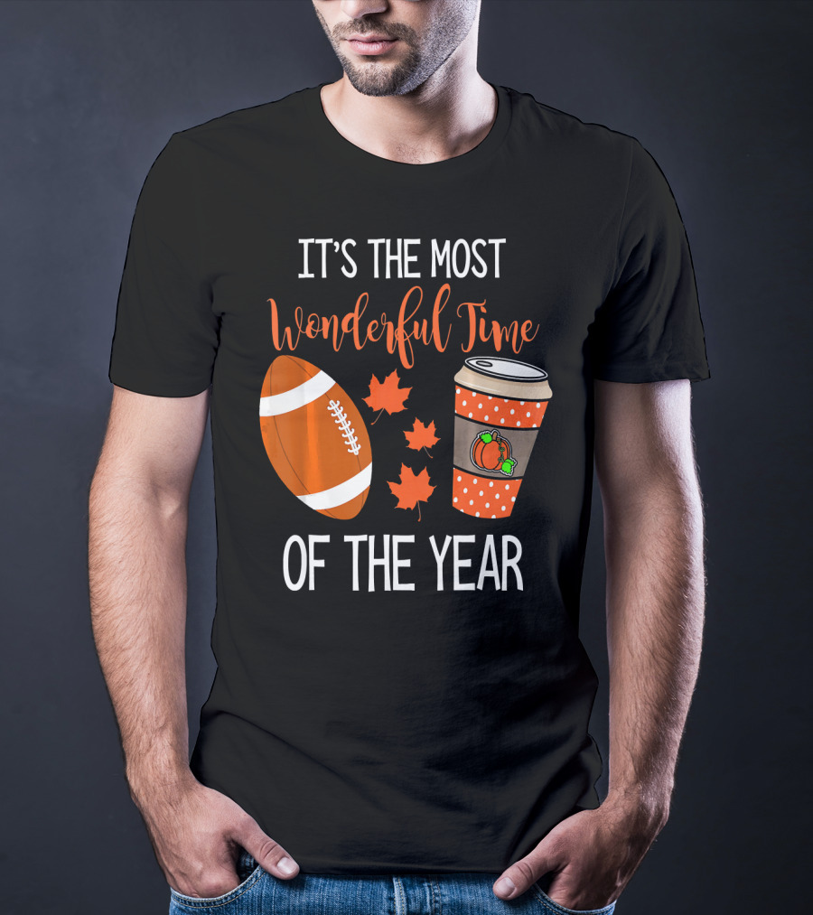 It's The Most Wonderful Time Of The Year Thanksgiving Halloween Pumpkin Football T-Shirt