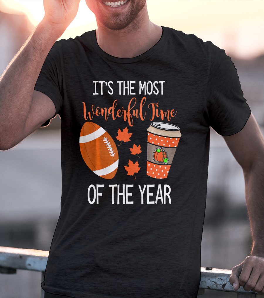 It's The Most Wonderful Time Of The Year Thanksgiving Halloween Pumpkin Football T-Shirt
