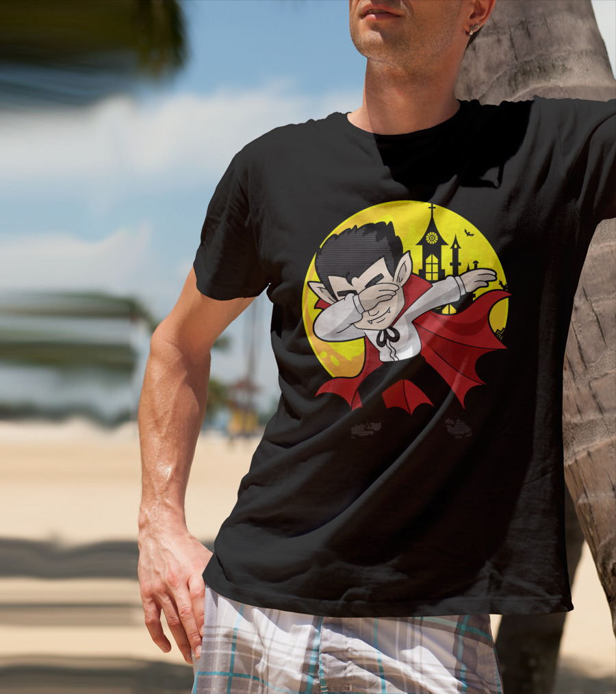 Vampire Dabbing Halloween Costume Dab Moon Castle T-Shirt