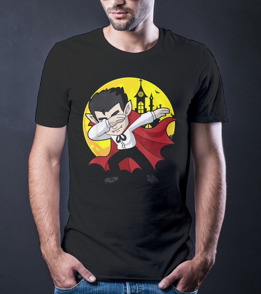 Vampire Dabbing Halloween Costume Dab Moon Castle T-Shirt