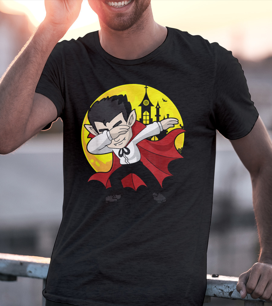 Vampire Dabbing Halloween Costume Dab Moon Castle T-Shirt