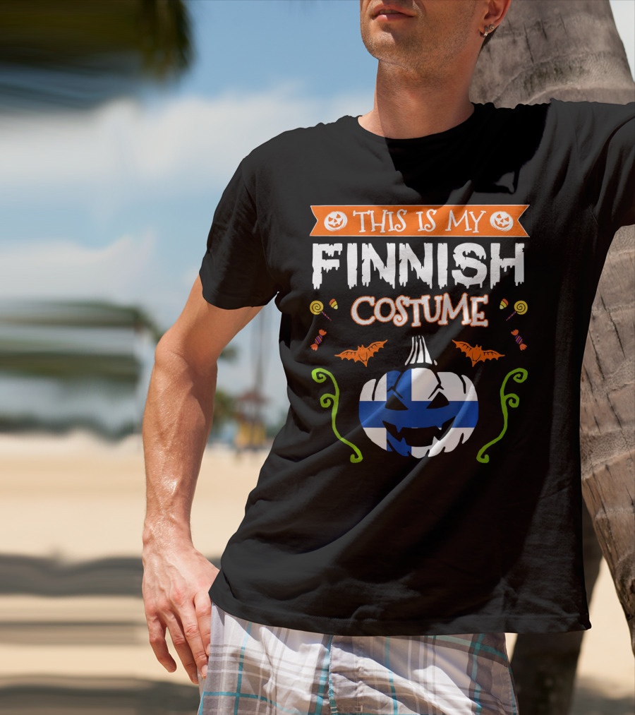 This Is My Finnish Costume Halloween Pumpkin With Finland Flag T-Shirt