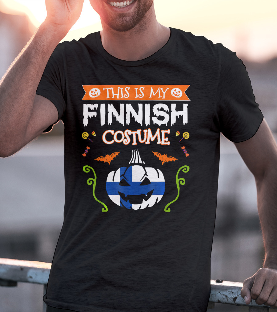 This Is My Finnish Costume Halloween Pumpkin With Finland Flag T-Shirt