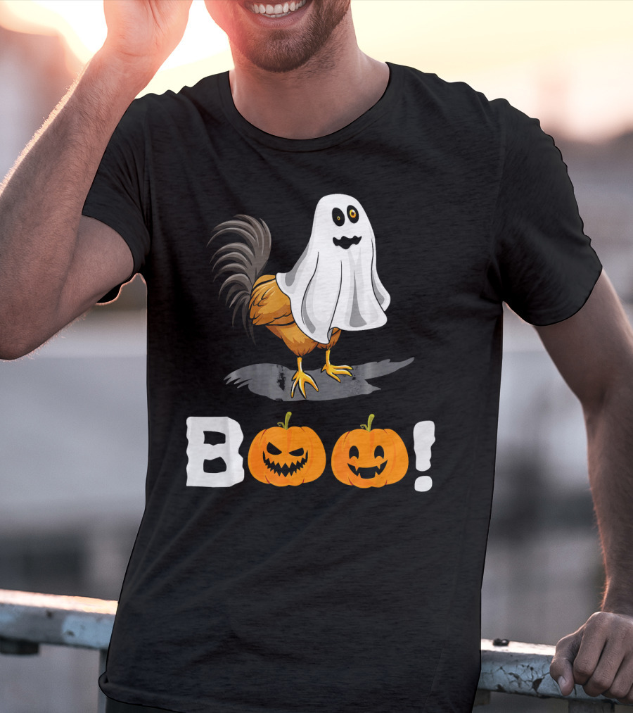 Boo Chicken Halloween Costume With Pumpkins T-Shirt