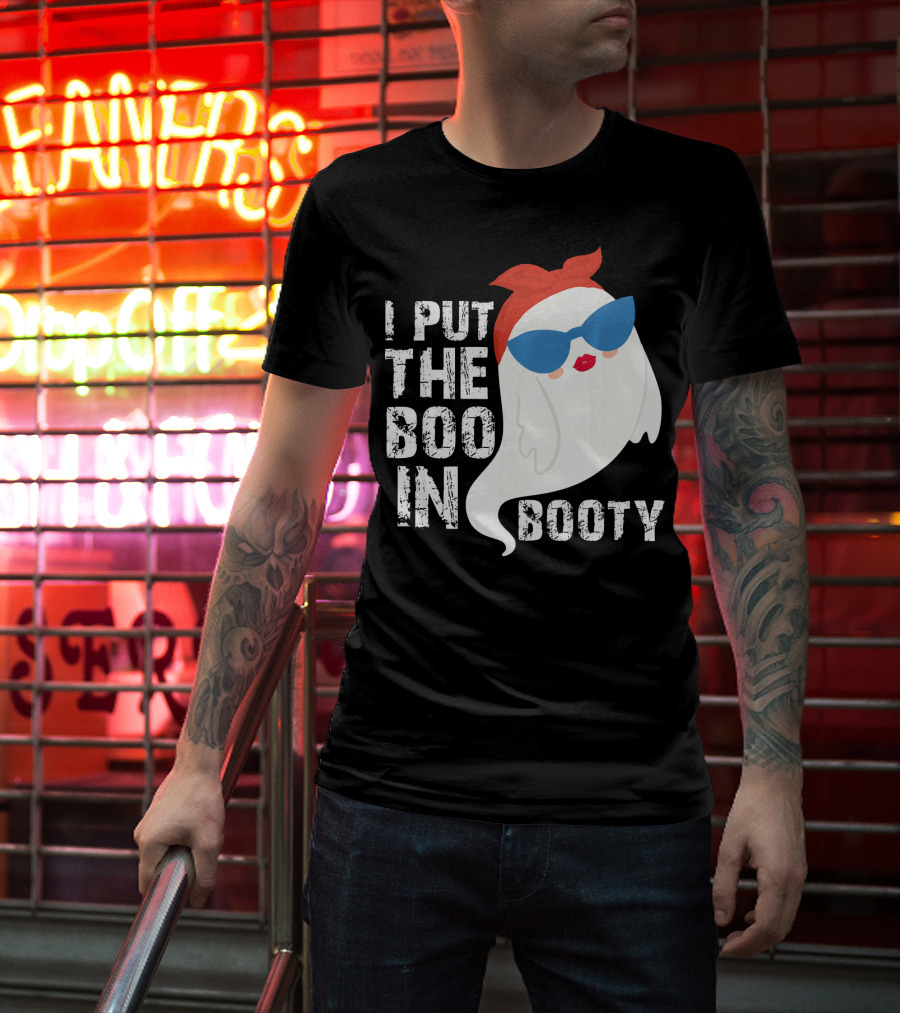 I Put The Boo In Booty Ghost With Sunglasses And Red Bandana T-Shirt