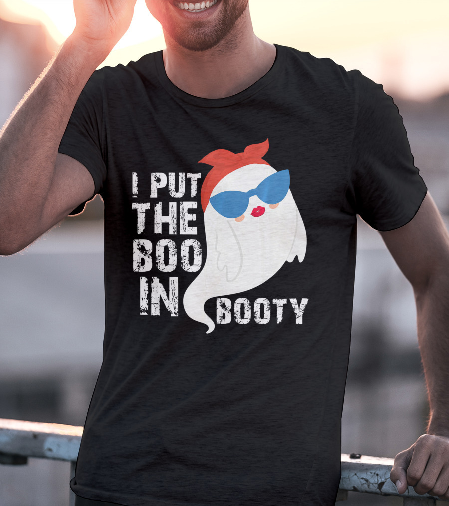 I Put The Boo In Booty Ghost With Sunglasses And Red Bandana T-Shirt