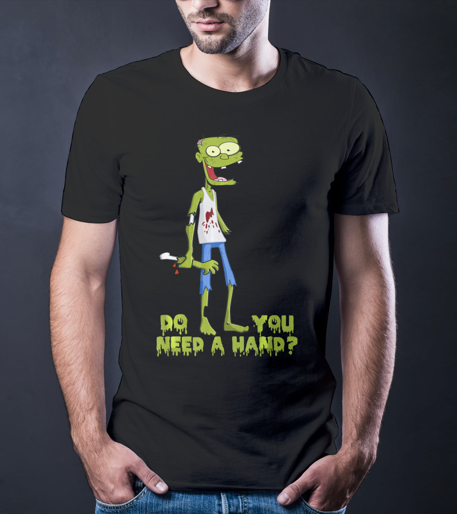 Do You Need A Hand Funny Zombie Cartoon With Detached Limb And Dripping Blood T-Shirt