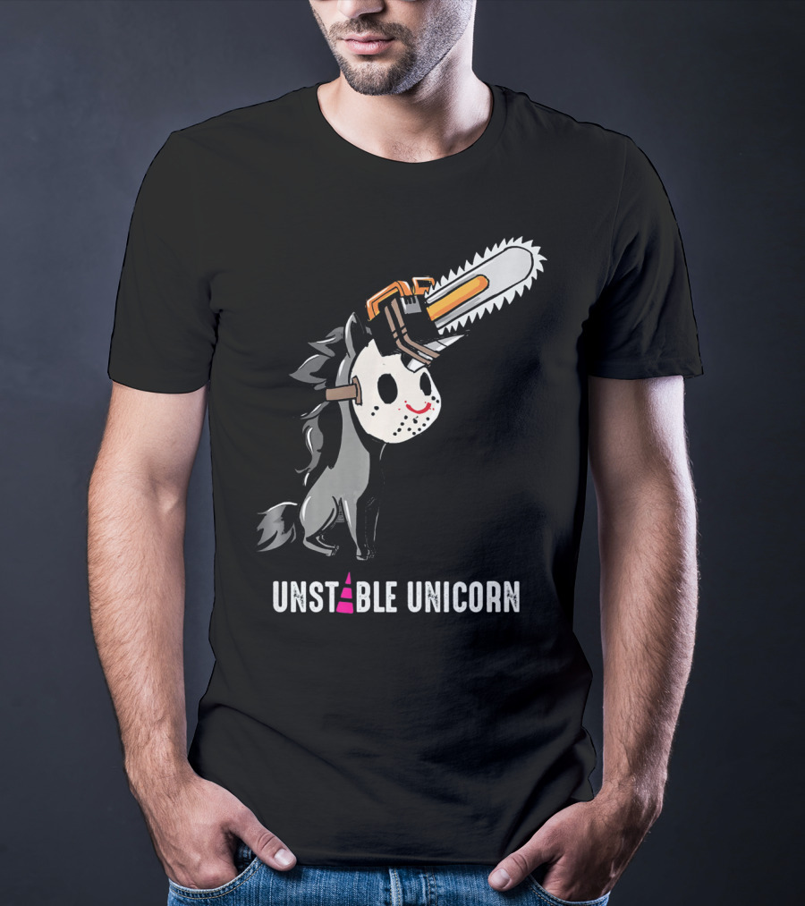 UNSTABLE UNICORN Chainsaw Halloween Masquerade T-Shirt