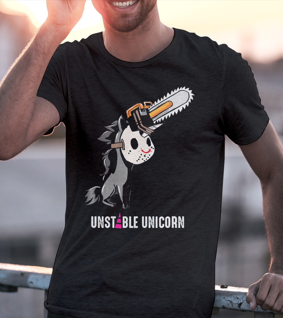 UNSTABLE UNICORN Chainsaw Halloween Masquerade T-Shirt