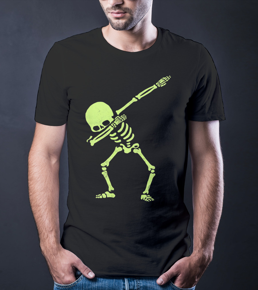Dabbing Skeleton Glow In The Dark Hip Hop Skull T-Shirt