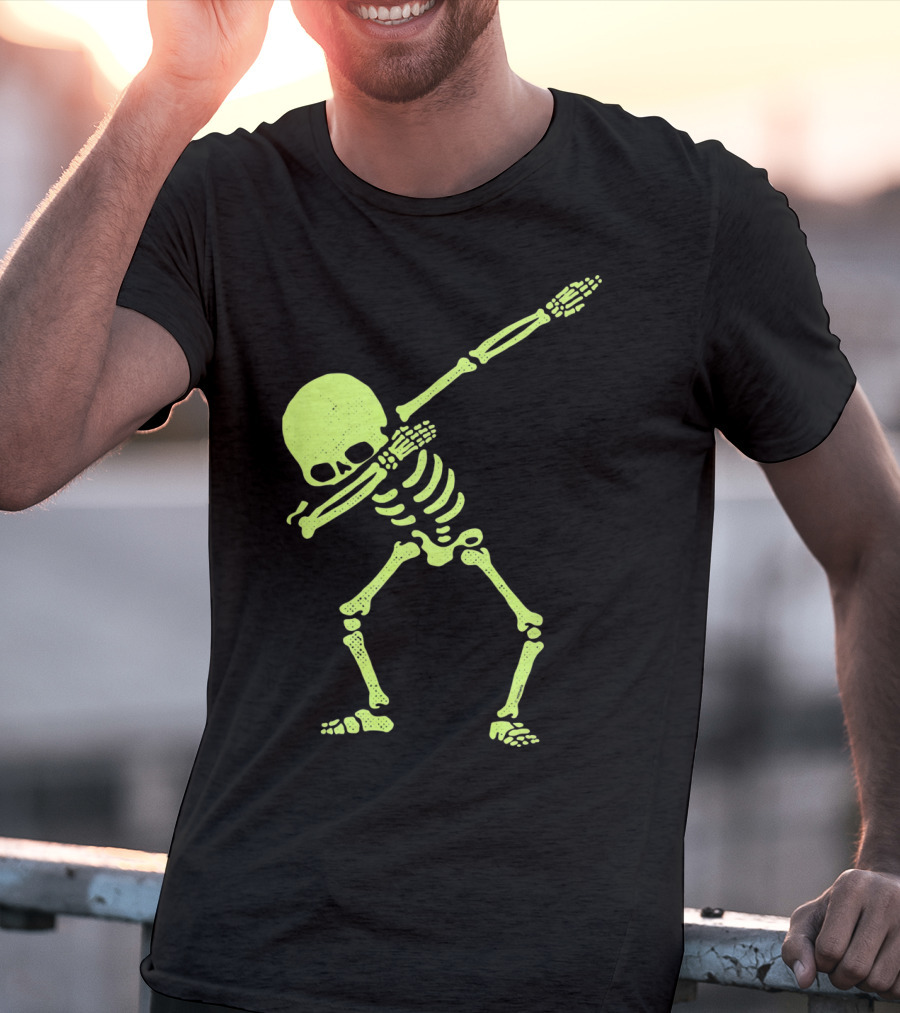 Dabbing Skeleton Glow In The Dark Hip Hop Skull T-Shirt
