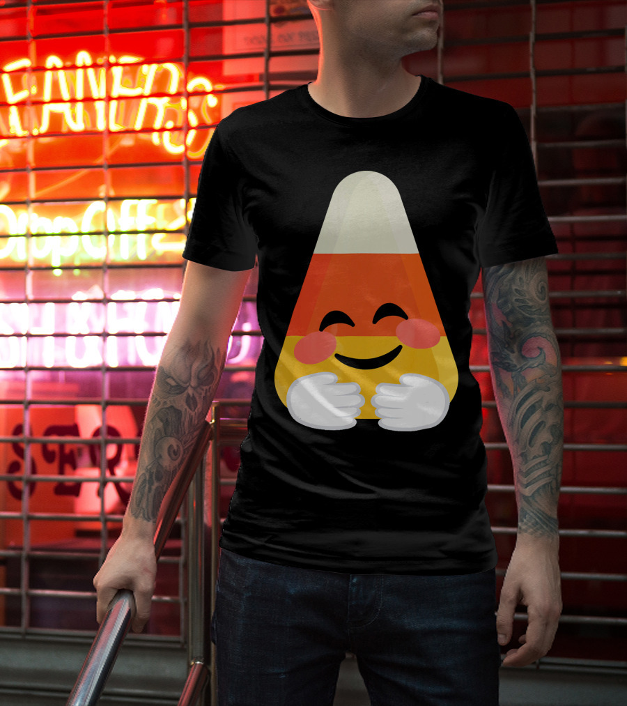 Candy Corn Emoji Hugs Embrace T-Shirt