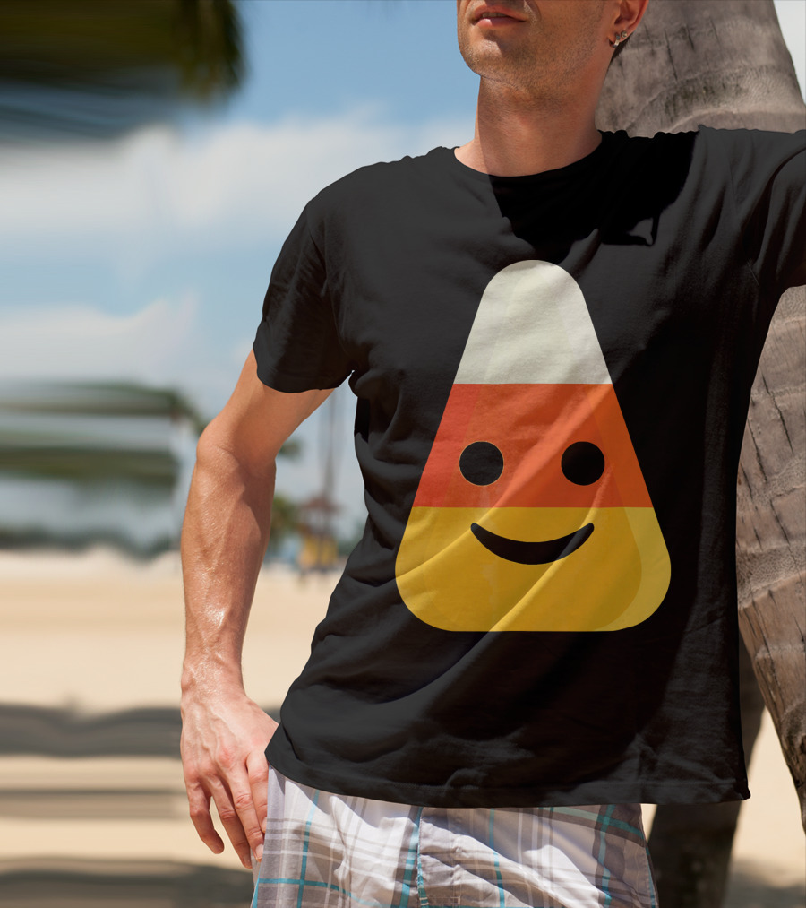Candy Corn Smiling Emoji Face T-Shirt