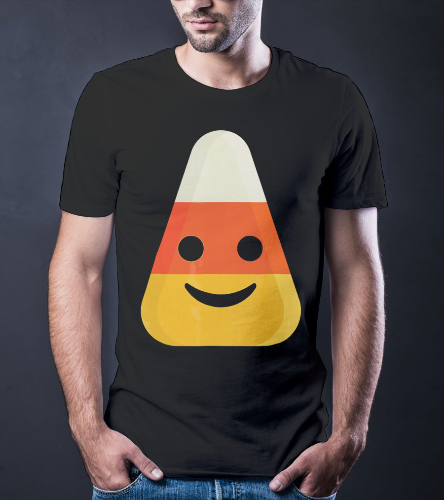 Candy Corn Smiling Emoji Face T-Shirt