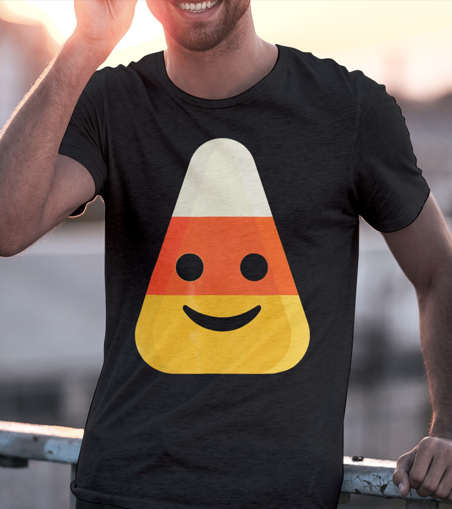 Candy Corn Smiling Emoji Face T-Shirt