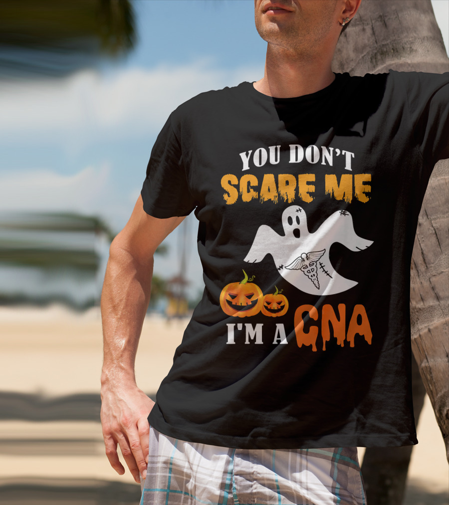 You Don't Scare Me I'm A CNA Halloween Ghost And Pumpkins T-Shirt