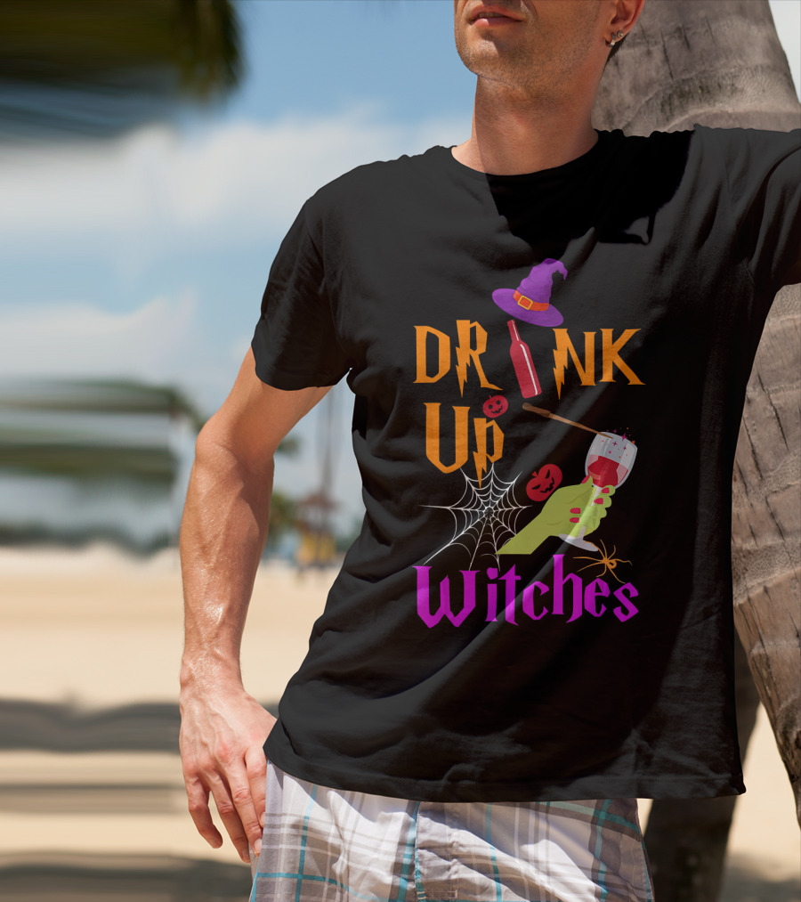 Drink Up Witches Halloween Costume Wine Dark Vibe T-Shirt