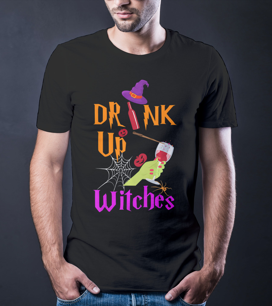 Drink Up Witches Halloween Costume Wine Dark Vibe T-Shirt