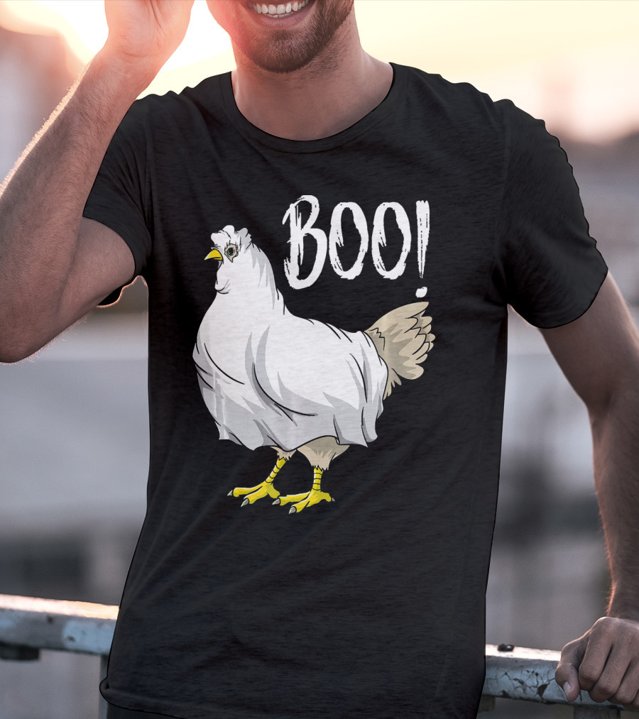 Chicken Ghost Boo Funny Farmer Halloween Chicken T-Shirt