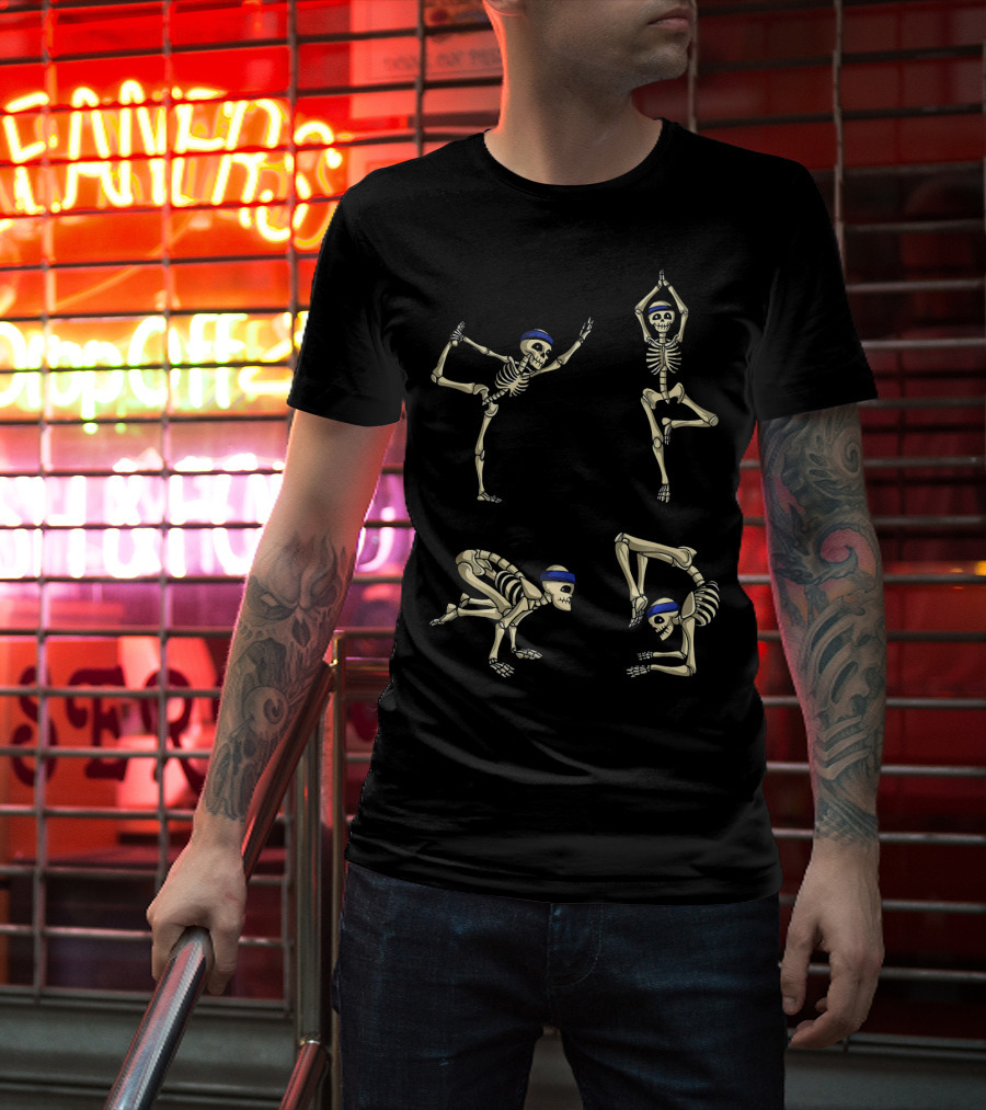 Skeleton Yoga Poses For Halloween Celebrations T-Shirt