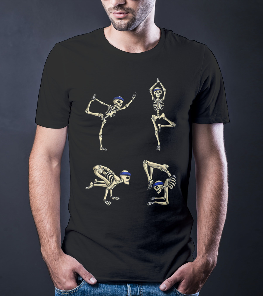 Skeleton Yoga Poses For Halloween Celebrations T-Shirt