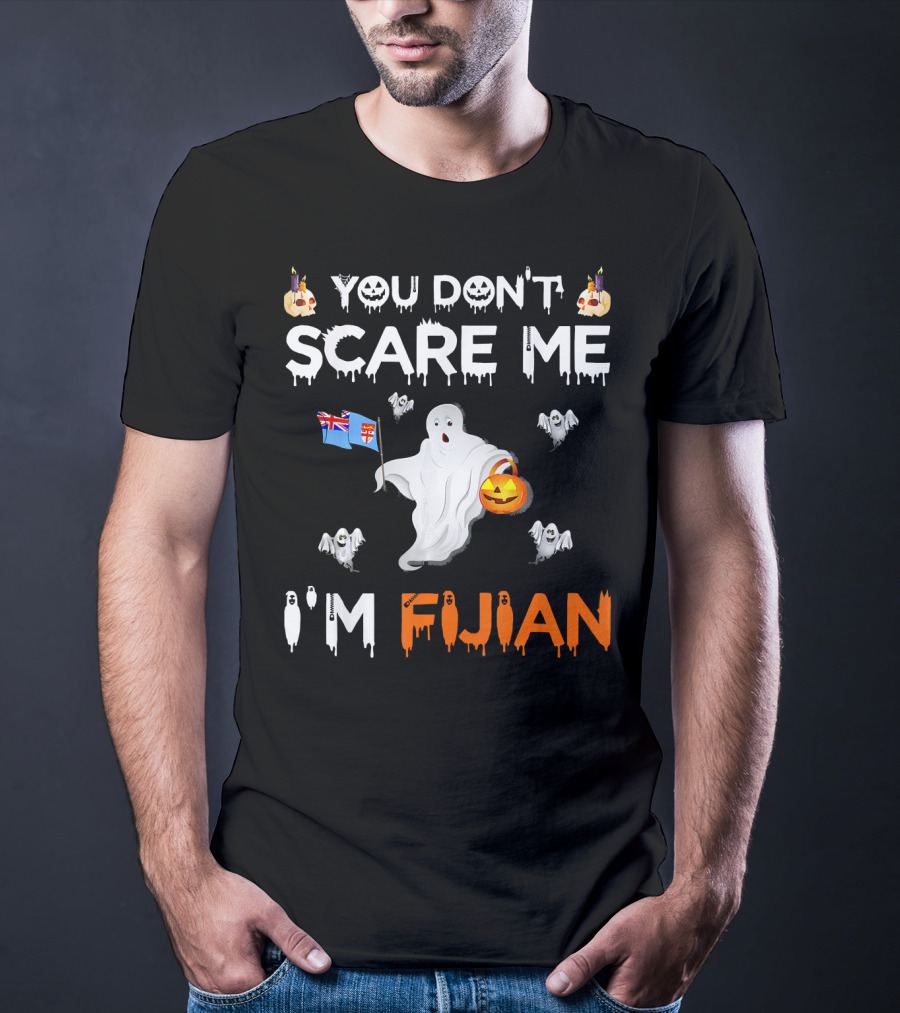 You Don’t Scare Me I’m Fijian Ghost With Fiji Flag And Halloween Pumpkin T-Shirt
