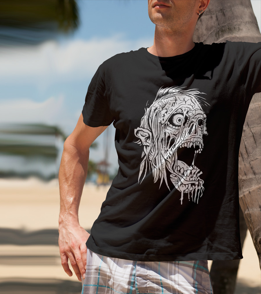 Zombie Halloween Horror Costume Top Creepy Skull T-Shirt
