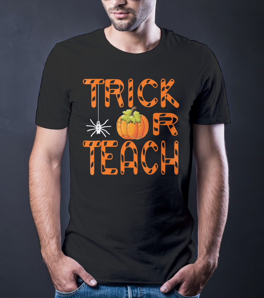 Halloween Trick Or Teach Pumpkin And Spider T-Shirt
