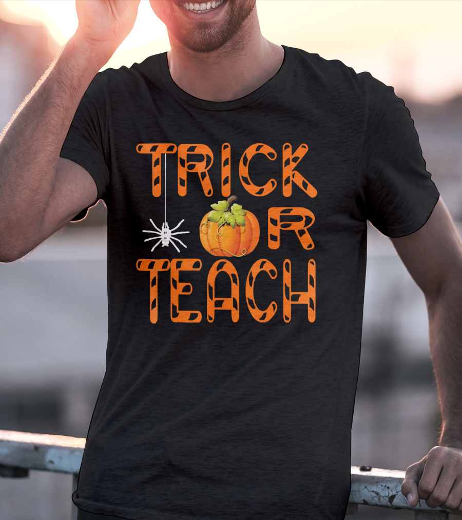 Halloween Trick Or Teach Pumpkin And Spider T-Shirt