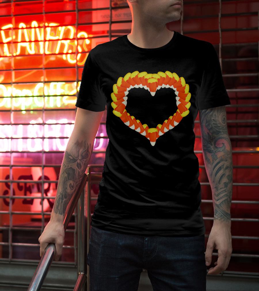 Heart Of Halloween Candy Corn Trick Or Treat T-Shirt