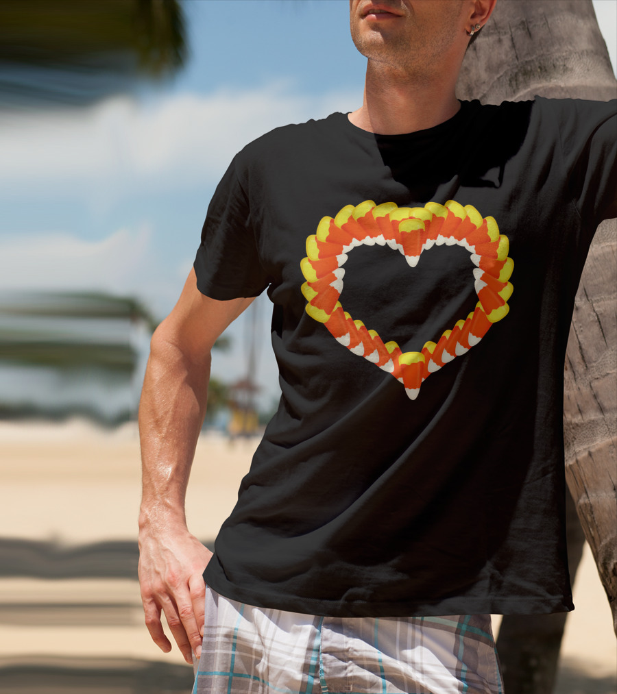 Heart Of Halloween Candy Corn Trick Or Treat T-Shirt