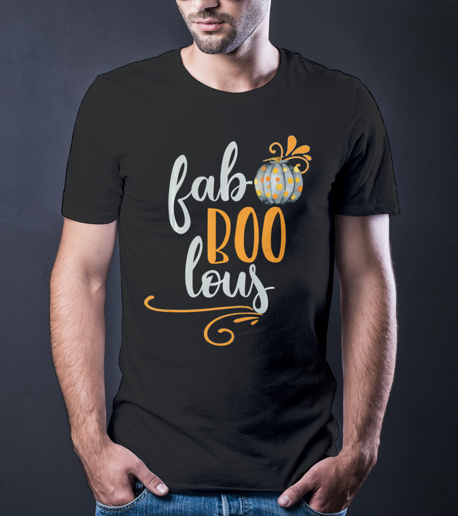Fab BOO Lous Halloween Gray And Orange Pumpkin T-Shirt