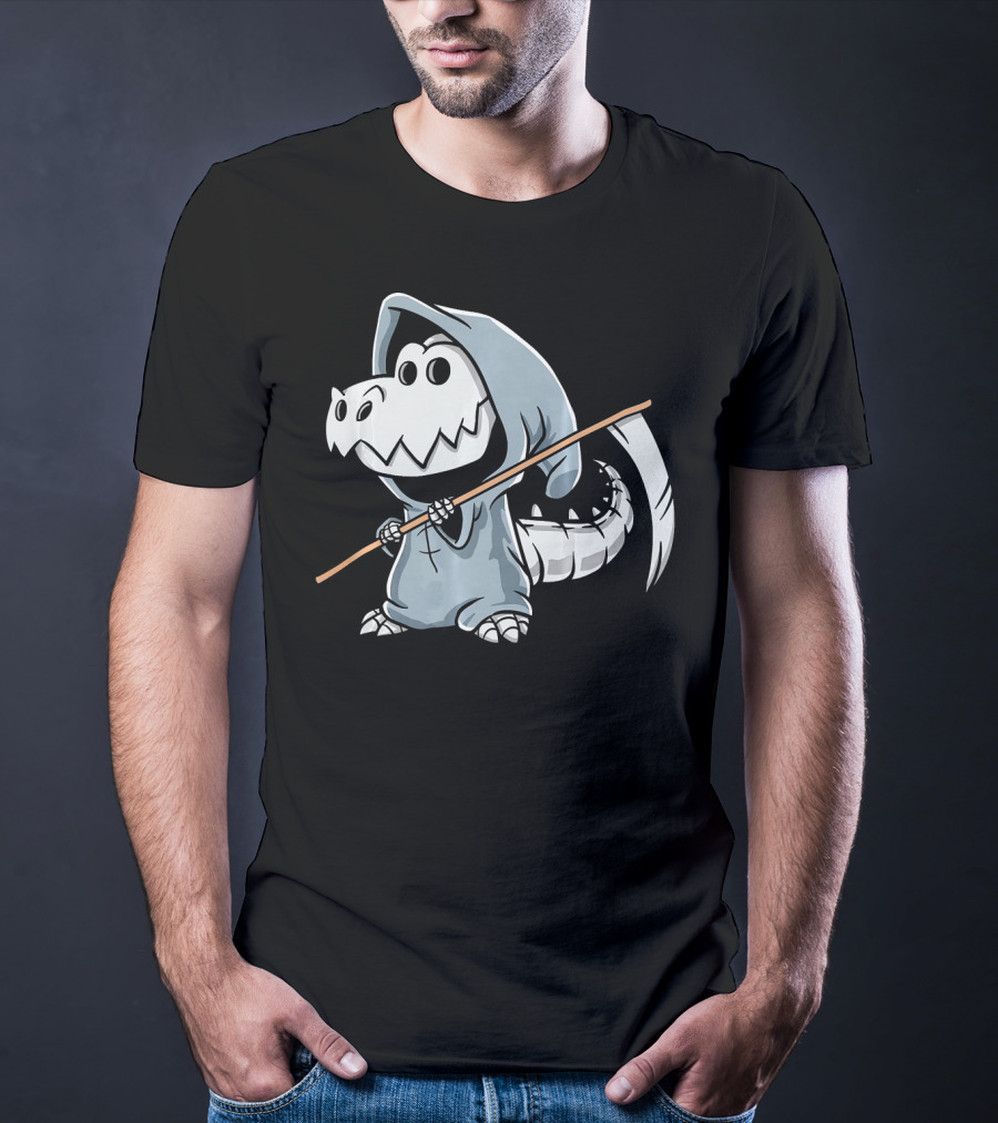 T Rex Skeleton Dino Grim Reaper Dinosaur Hoodie Scythe T-Shirt