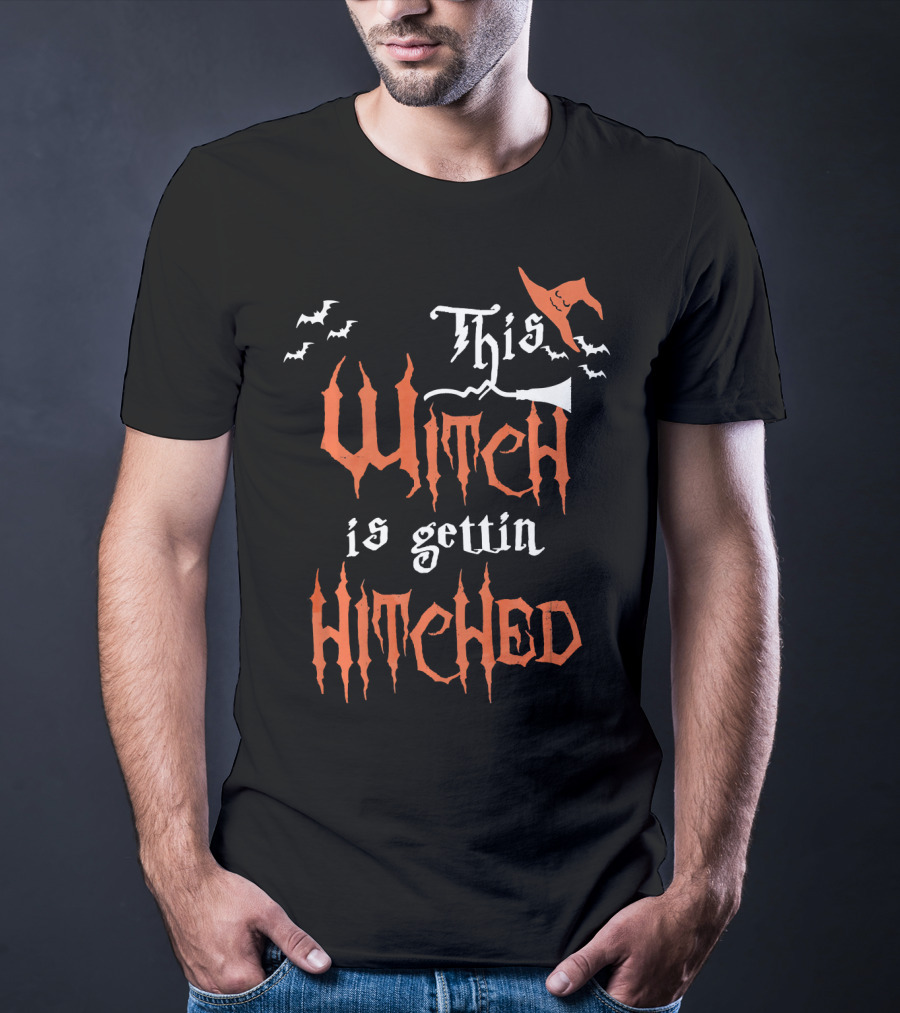 This Witch Is Gettin Hitched With Bats And Pointy Hat T-Shirt