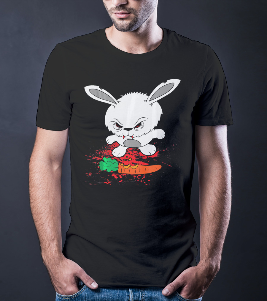 Funny Halloween Scary Zombie Rabbit Bunny With Carrot T-Shirt