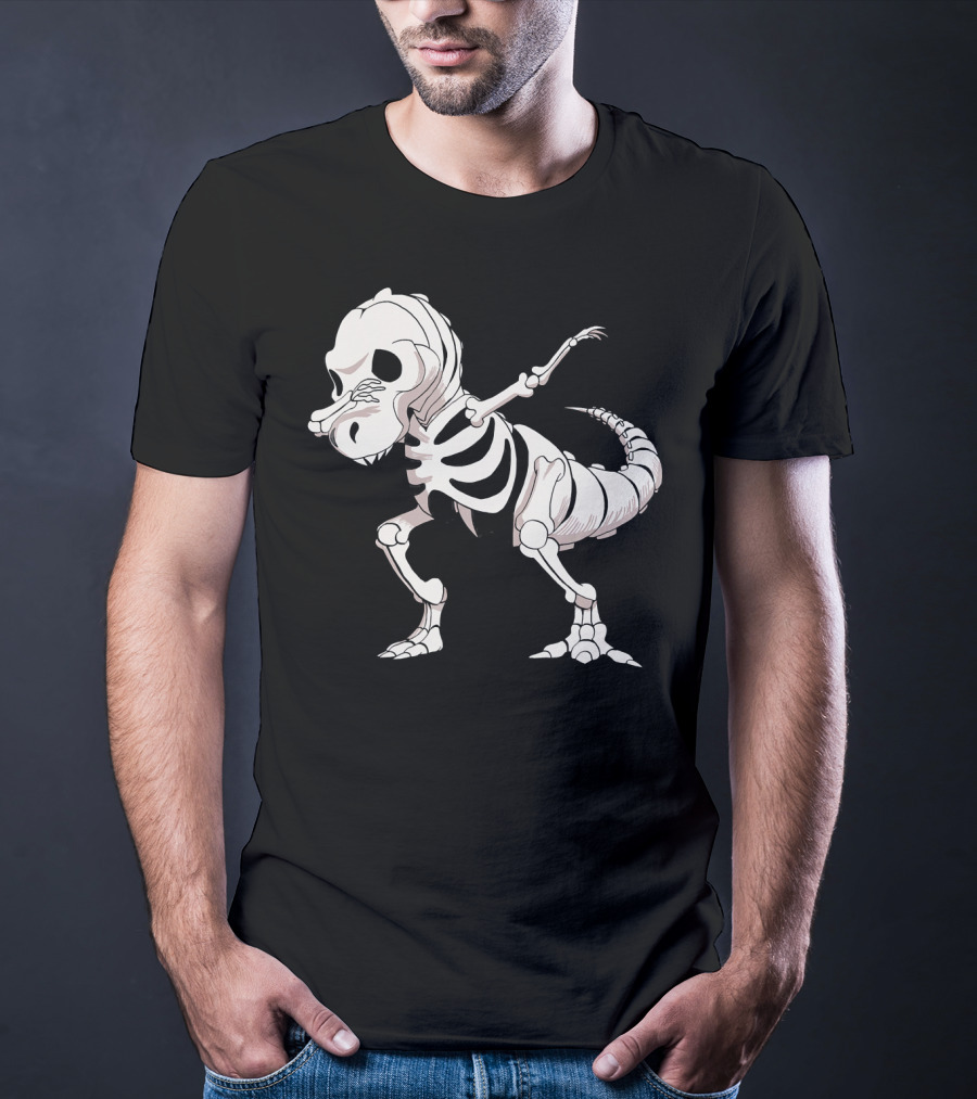 Funny Dabbing Dinosaur Skeleton T-Shirt