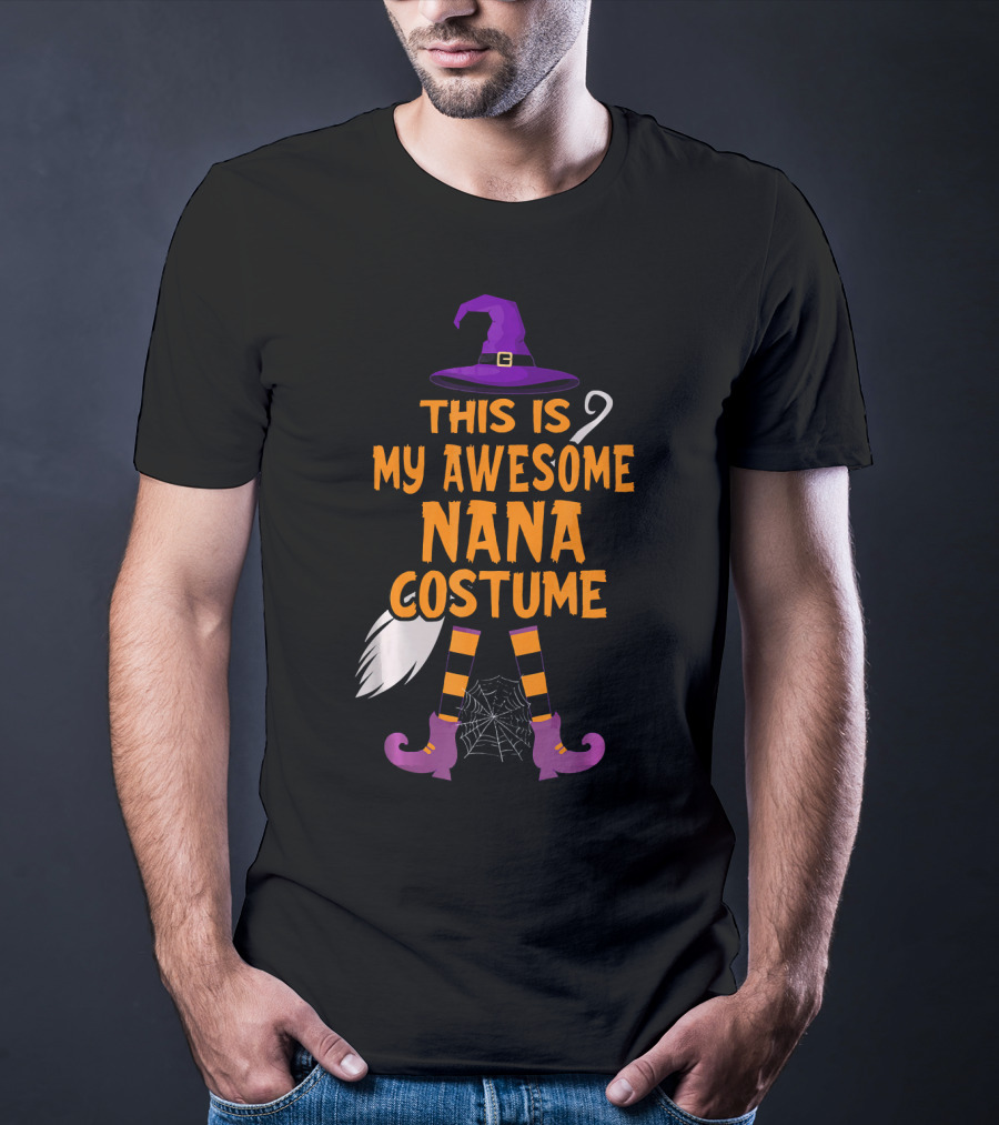 This Is My Awesome Nana Costume Witch Hat Broom Spider Web T-Shirt