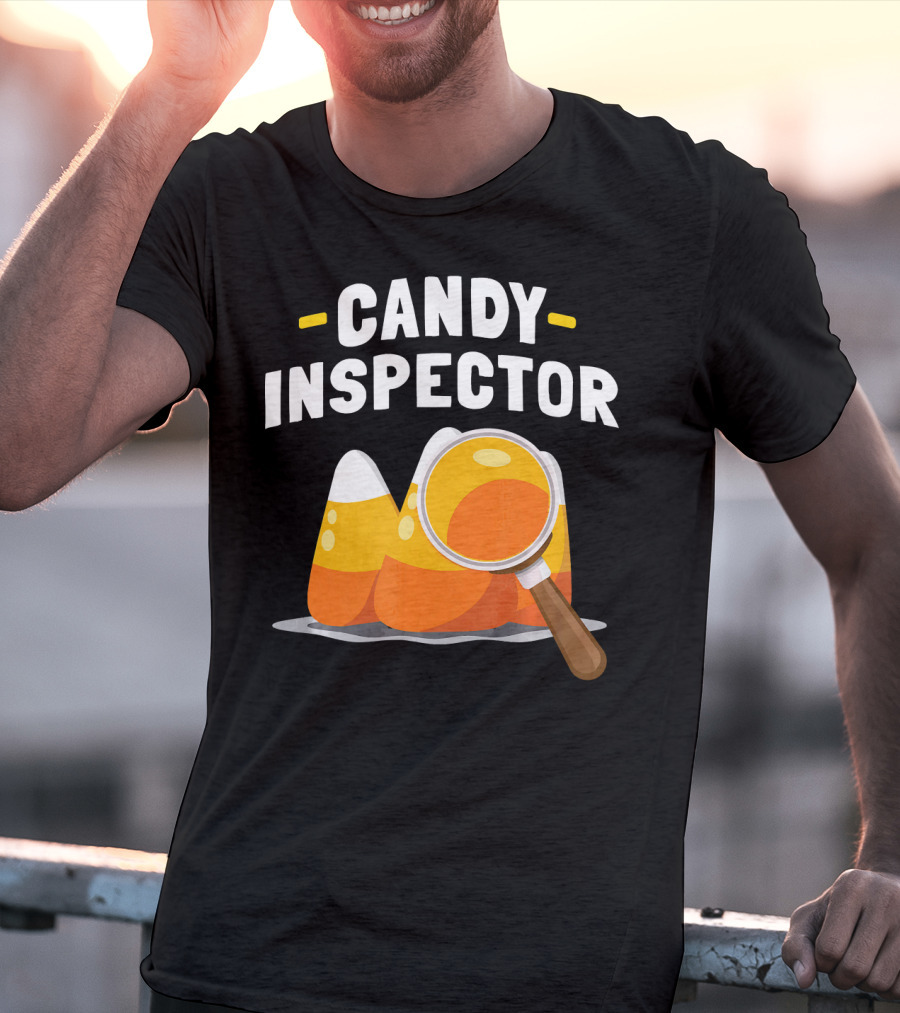 Candy Inspector Halloween Trick Or Treating Candy Corn T-Shirt