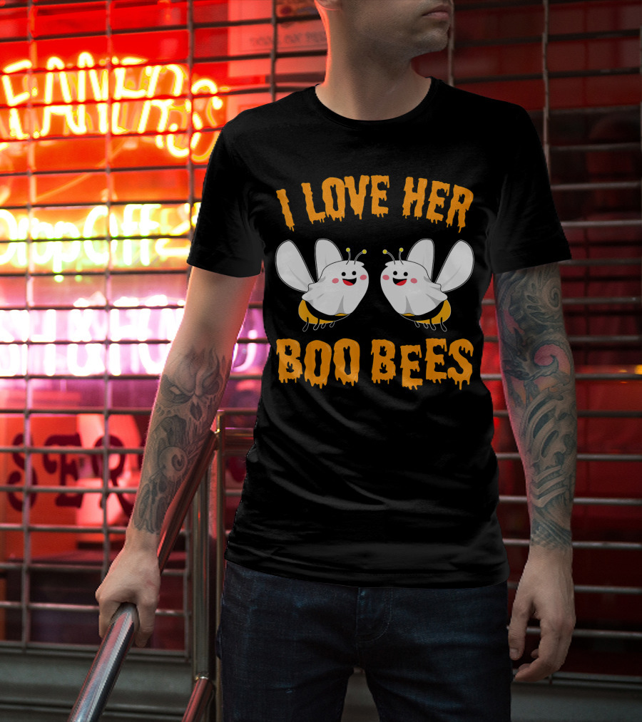 I Love Her Boo Bees Cute Ghost Bees T-Shirt