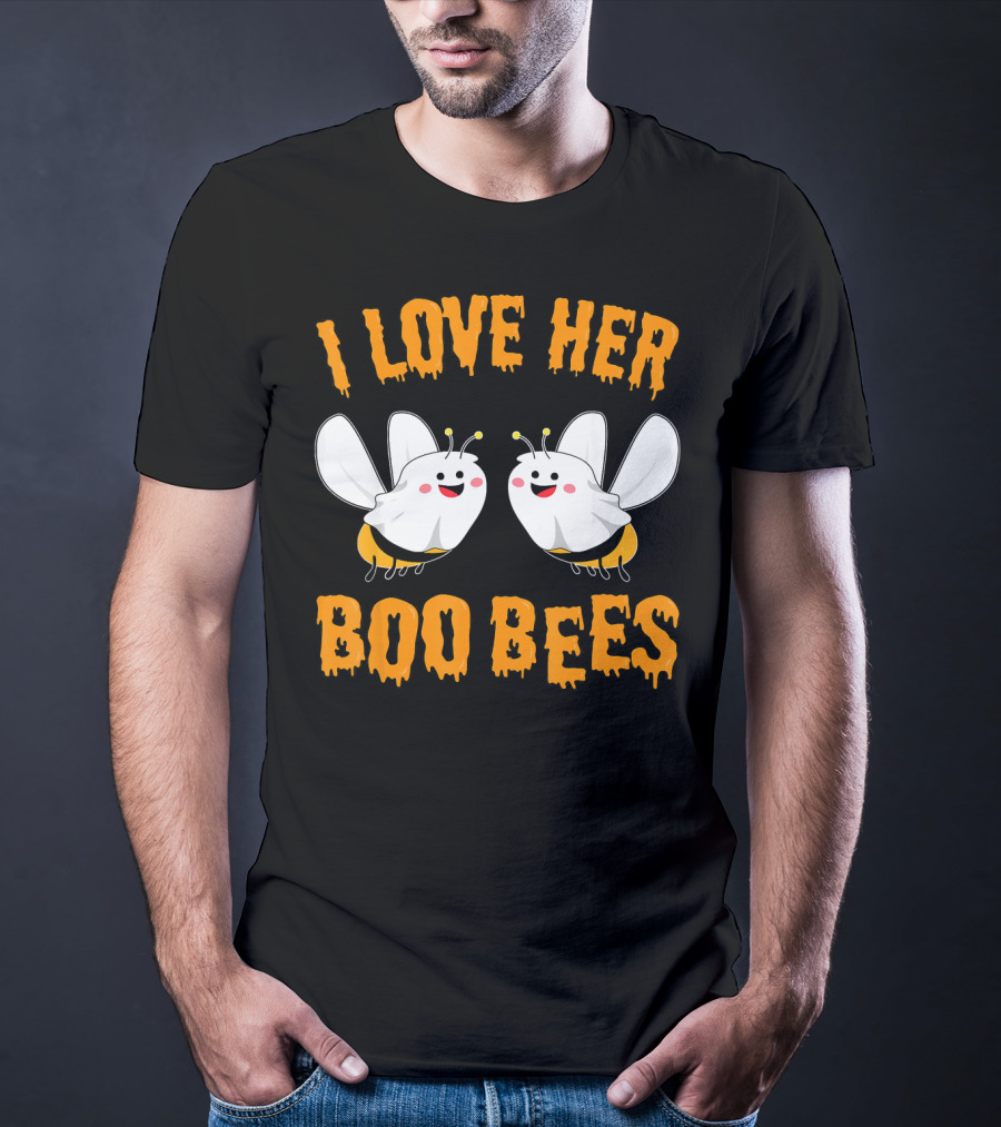 I Love Her Boo Bees Cute Ghost Bees T-Shirt