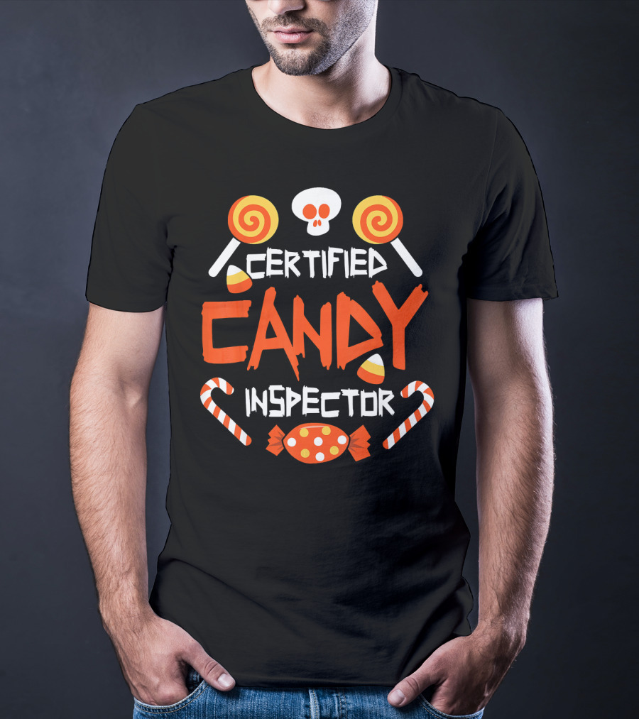 Certified Candy Inspector Halloween Sweets And Skull T-Shirt