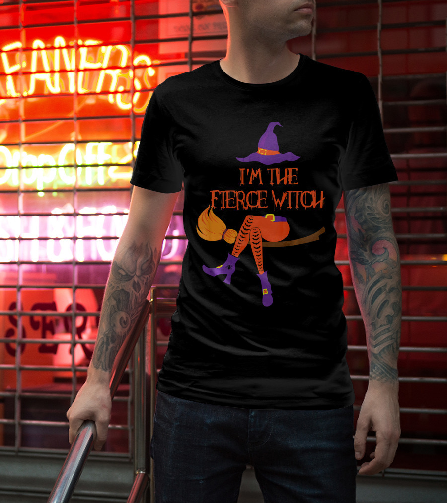 I'm The Fierce Witch With Purple Hat And Broomstick T-Shirt