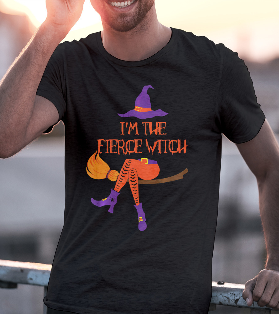 I'm The Fierce Witch With Purple Hat And Broomstick T-Shirt